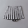 stylish non-stretch pleated 11 colors pocket high waist skort size run small_Black_White_Gray