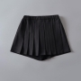 stylish non-stretch pleated 11 colors pocket high waist skort size run small_Black