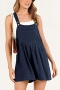 stylish plus size non-stretch simple solid color pocket loose overalls#3_Black_Gray_Dark Gray_Green_Dark Green_Dark Blue