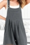 stylish plus size non-stretch simple solid color pocket loose overalls#3_Black_Gray_Dark Gray
