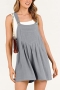 stylish plus size non-stretch simple solid color pocket loose overalls#3_Black_Gray