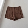 sexy slight stretch high-waist shorts(size run small)_White_Pink_Brown
