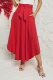 casual non-stretch pocket with belt slit maxi skirt_Red