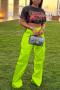 casual plus-size slight stretch solid color satin pocket loose zip-up pants_Black_Red_Magenta_Orange_Light Green