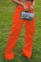 casual plus-size slight stretch solid color satin pocket loose zip-up pants_Black_Red_Magenta_Orange