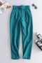 casual non-stretch 17 colors solid color high waist pocket belt ankle pants_Black_Pink_Light Pink_Red_Magenta_Yellow_Deep Yellow_Orange_Light Green_Green_Dark Green