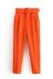 casual non-stretch 17 colors solid color high waist pocket belt ankle pants_Black_Pink_Light Pink_Red_Magenta_Yellow_Deep Yellow_Orange