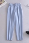 casual non-stretch 17 colors solid color high waist pocket belt ankle pants_Black_Pink_Light Pink_Red_Magenta_Yellow_Deep Yellow_Orange_Light Green_Green_Dark Green_Sky Blue