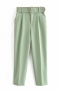 casual non-stretch 17 colors solid color high waist pocket belt ankle pants_Black_Pink_Light Pink_Red_Magenta_Yellow_Deep Yellow_Orange_Light Green