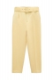 casual non-stretch 17 colors solid color high waist pocket belt ankle pants_Black_Pink_Light Pink_Red_Magenta_Yellow