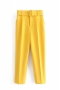 casual non-stretch 17 colors solid color high waist pocket belt ankle pants_Black_Pink_Light Pink_Red_Magenta_Yellow_Deep Yellow