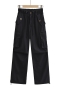 casual non-stretch high waist drawstring straight cargo pants size run small_Black