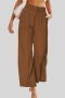 casual non-stretch solid color high-waist with pocket wide leg pants_Black_Haze Blue_Brown