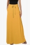 casual non-stretch solid color high-waist drawstring maxi skirt_Pink_Yellow