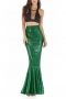 sexy plus size slight stretch holographic high waist maxi mermaid skirt_Red_Green