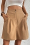 casual non-stretch 14 colors solid high waist pocket zip-up wide leg shorts_Black_Gray_Dark Gray_Rose Red_Watermelon Red_Magenta_Green_Forest Green_Dark Green_Haze Blue_Dark Blue_Sea Blue_Khaki