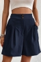 casual non-stretch 14 colors solid high waist pocket zip-up wide leg shorts_Black_Gray_Dark Gray_Rose Red_Watermelon Red_Magenta_Green_Forest Green_Dark Green_Haze Blue_Dark Blue