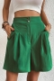 casual non-stretch 14 colors solid high waist pocket zip-up wide leg shorts_Black_Gray_Dark Gray_Rose Red_Watermelon Red_Magenta_Green_Forest Green