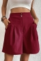 casual non-stretch 14 colors solid high waist pocket zip-up wide leg shorts_Black_Gray_Dark Gray_Rose Red
