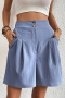 casual non-stretch 14 colors solid high waist pocket zip-up wide leg shorts_Black_Gray_Dark Gray_Rose Red_Watermelon Red_Magenta_Green_Forest Green_Dark Green_Haze Blue