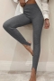 stylish slight stretch ribbed knit two colors high waist stirrup leggings_Dark Gray