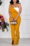 casual plus size slight stretch simple solid color pocket slit overalls_Black_Red_Deep Yellow