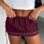 xs-xxl sexy plus-size non-stretch gathered pocket cargo mini skirt_Black_White_Gray_Dark Gray_Rose Red