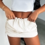 xs-xxl sexy plus-size non-stretch gathered pocket cargo mini skirt_Black_White