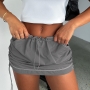 xs-xxl sexy plus-size non-stretch gathered pocket cargo mini skirt_Black_White_Gray_Dark Gray