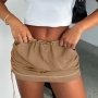 xs-xxl sexy plus-size non-stretch gathered pocket cargo mini skirt_Black_White_Gray_Dark Gray_Rose Red_Dark Green_Dark Blue_Khaki _Brown