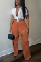 sexy plus size non-stretch cotton solid color hollow high-waist pants_Black_Pink_Rose Red_Orange