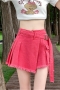 casual plus size non-stretch solid color denim high-waist skorts size run small_Black_Magenta