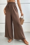 casual slight stretch flared wide-leg pants_Black_Dark Gray_Dark Green_Dark Blue_Khaki _Brown