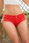 sexy non-stretch denim eyelets lace-up hot shorts_Black_White_Light Pink_Red