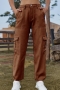 casual plus-size non-stretch denim pocket mid-rise cargo pants_Black_Gray_Dark Green_Beige_Brown