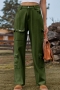 casual plus-size non-stretch button denim pocket cargo pants_Black_Dark Gray_Dark Green