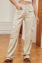 casual plus-size non-stretch retro denim pocket cargo pants_Black_Dark Gray_Dark Green_Dark Blue_Beige