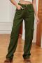casual plus-size non-stretch retro denim pocket cargo pants_Black_Dark Gray_Dark Green