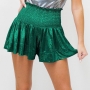 stylish plus size slight stretch 11 colors high waist shirring glitter shorts_Black_Gray_Pink_Red_Forest Green
