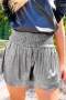 stylish plus size slight stretch 11 colors high waist shirring glitter shorts_Black_Gray