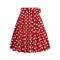 stylish plus size non-stretch polka dot printing belt zip-up midi skirt_Black_White_Red