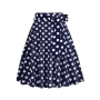 stylish plus size non-stretch polka dot printing belt zip-up midi skirt_Black_White_Red_Dark Blue