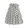 stylish plus size non-stretch polka dot printing belt zip-up midi skirt_Black_White