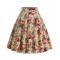 stylish plus size non-stretch zip-up flower batch printing midi skirt#1_Black_Khaki