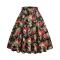 stylish plus size non-stretch zip-up flower batch printing midi skirt#1_Black