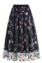 stylish plus size non-stretch mesh embroidery flowers midi skirt_Black_White_Red_Dark Blue