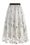 stylish plus size non-stretch mesh embroidery flowers midi skirt_Black_White