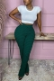 casual high stretch solid color high-waist pants_Black_Pink_Dark Green