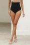 sexy plus size slight stretch pu leather 3 colors high waist hot shorts_Black