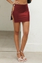 sexy plus size slight stretch pu leather 3 colors hollow ring linked mini skirt_Black_Rose Red